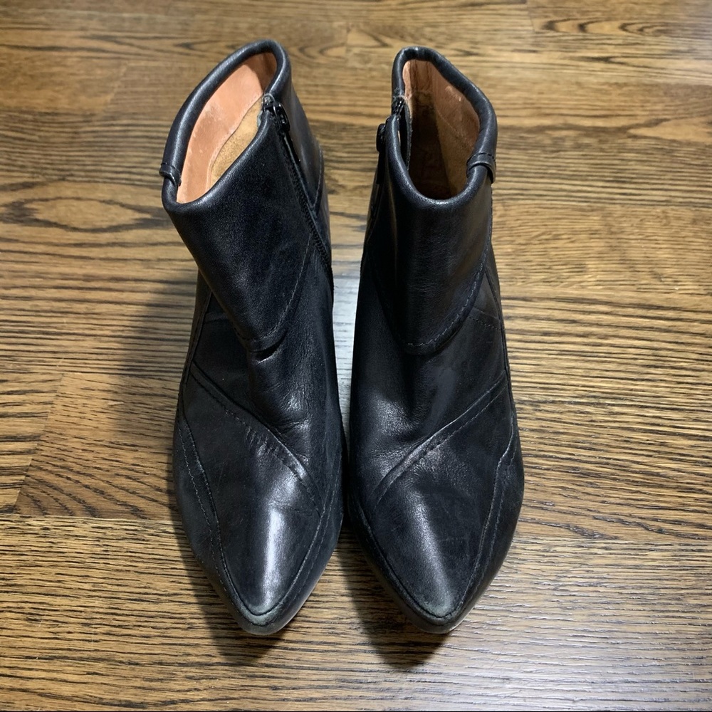 Corso Como Black Leather Low Heel Booties